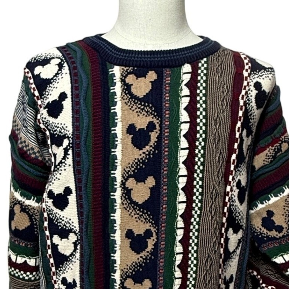 Vintage Mickey Mouse Sweater Mens‎ Large Coogi Style 3D Knit Disney Store